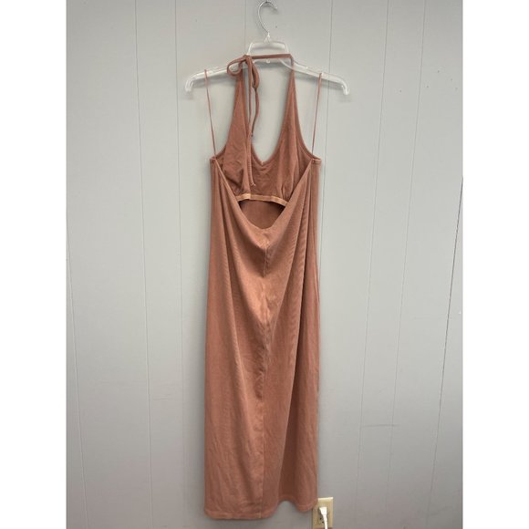 Old Navy XXL Rib Knit Halter Midi Dress Warm‎ Hickory - Picture 2 of 8